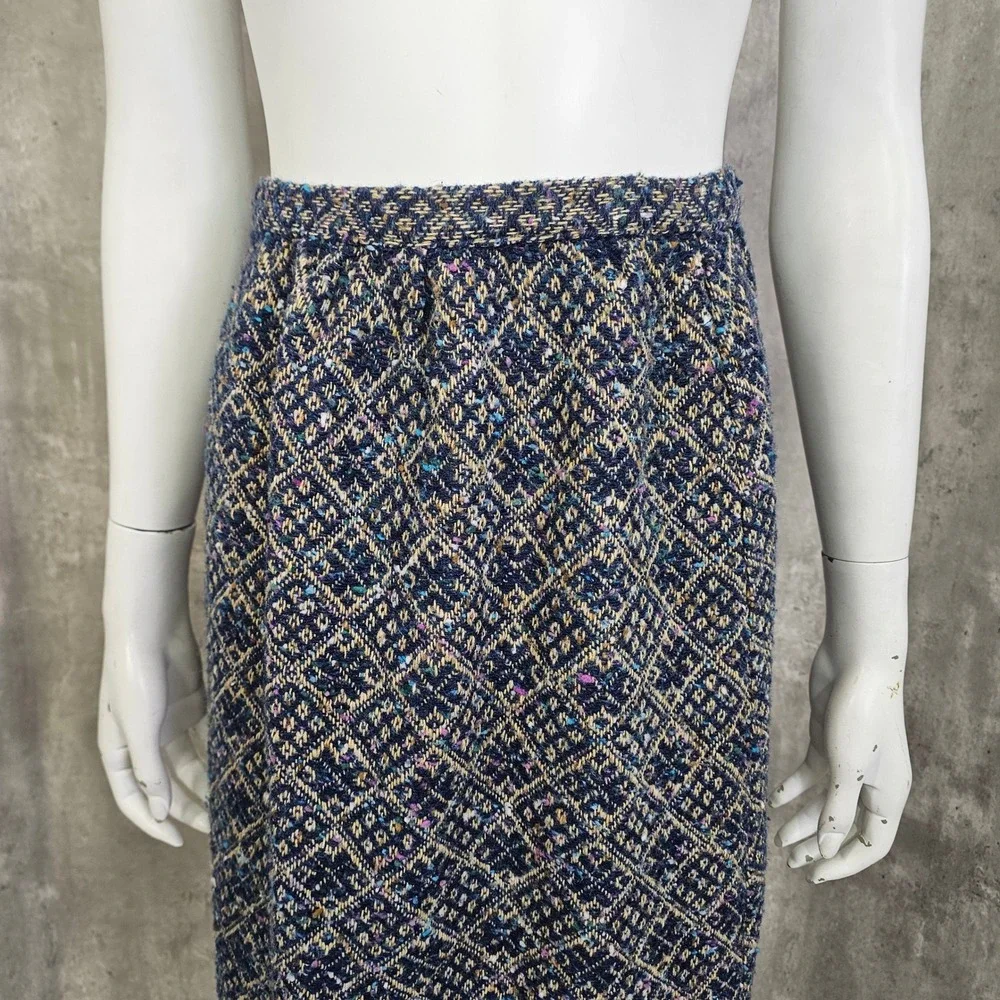 Vintage‎ Fritzi of CA Boucle Knit Tapestry Maxi Skirt Geometric 70s Cottagecore